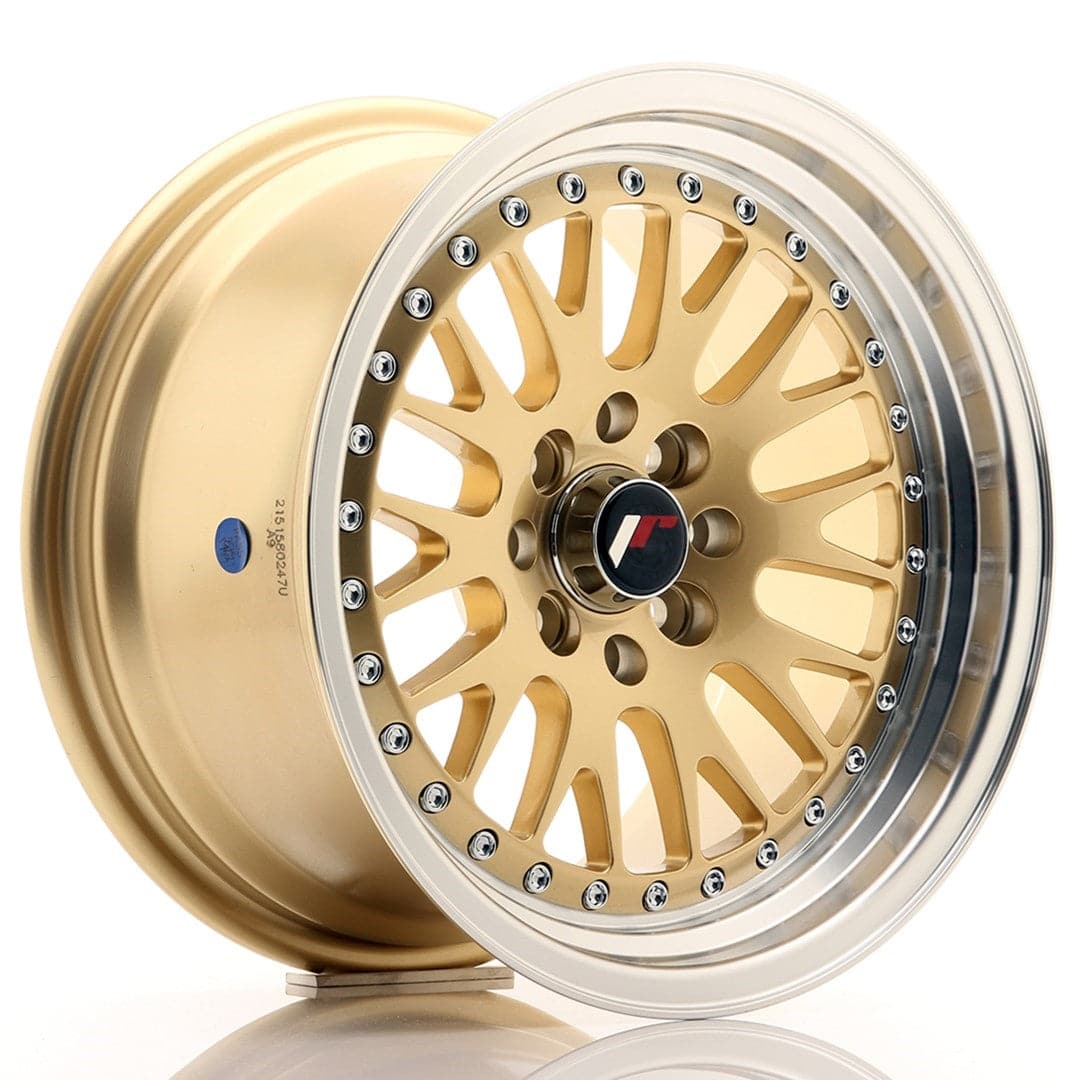 JR Wheels JR10 15x8 ET15 4x100/114 Gold w/Machined Lip - Wheelsup