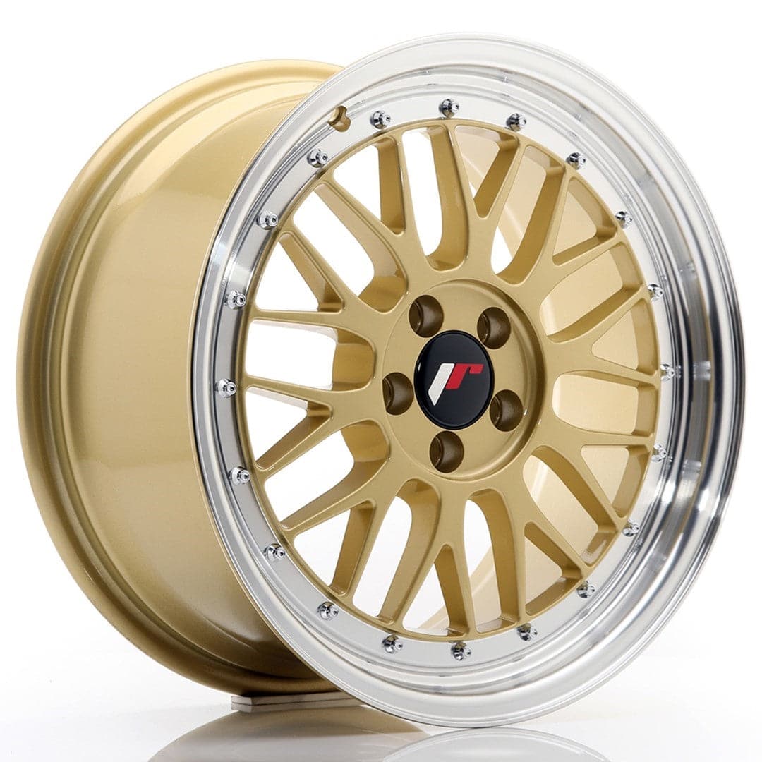 JR Wheels JR23 17x8 ET35 5x100 Gold w/Machined Lip - Wheelsup