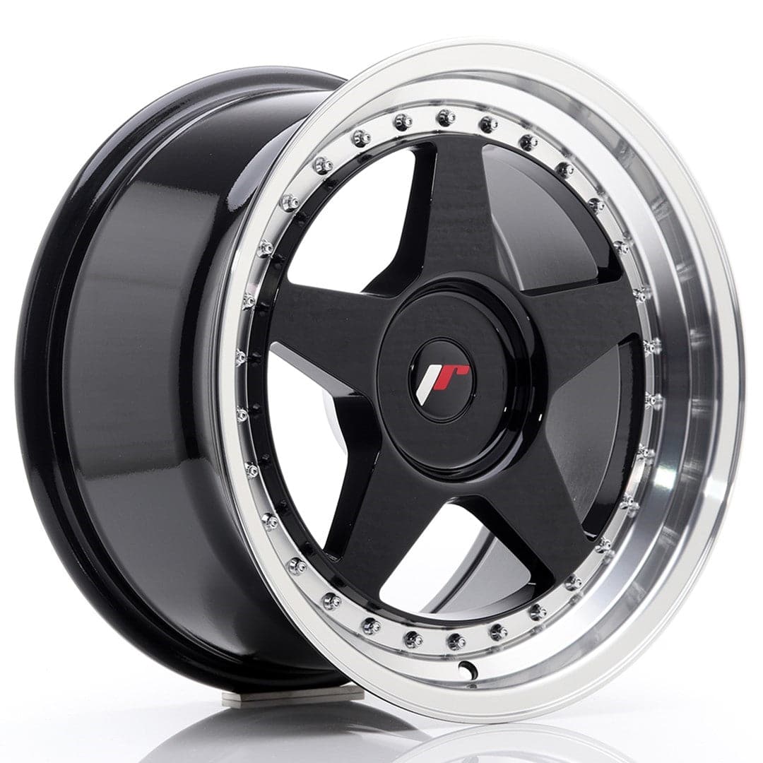 JR Wheels JR6 17x9 ET20-35 BLANK Glossy Black w/Machined Lip - Wheelsup.sk