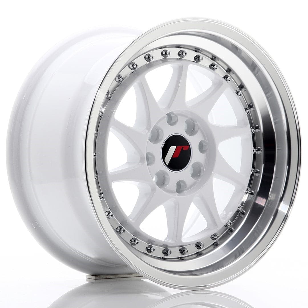 JR Wheels JR26 15x8 ET25 4x100/108 White w/Machined Lip - Wheelsup