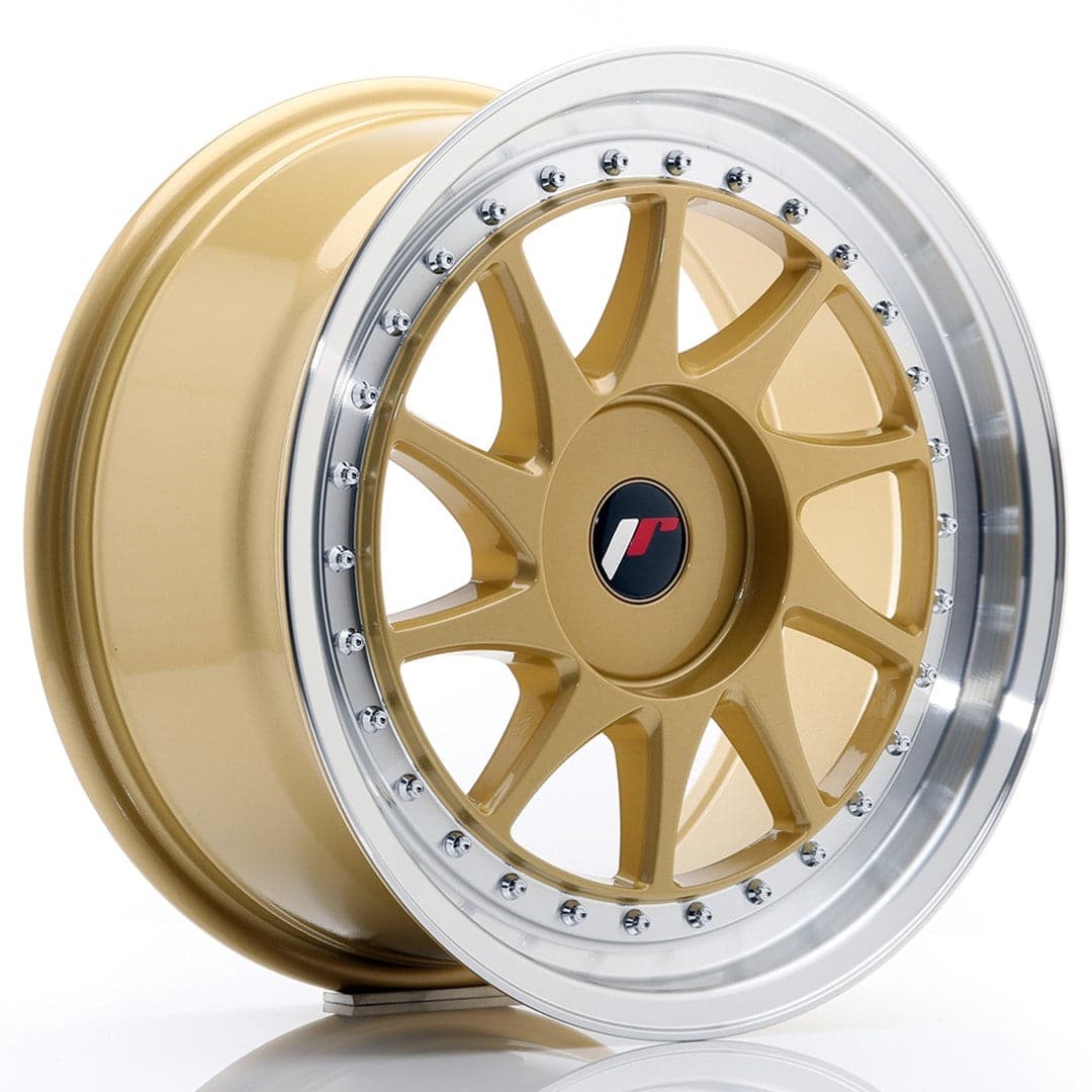JR Wheels JR26 17x8 ET35 BLANK Gold w/Machined Lip - Wheelsup