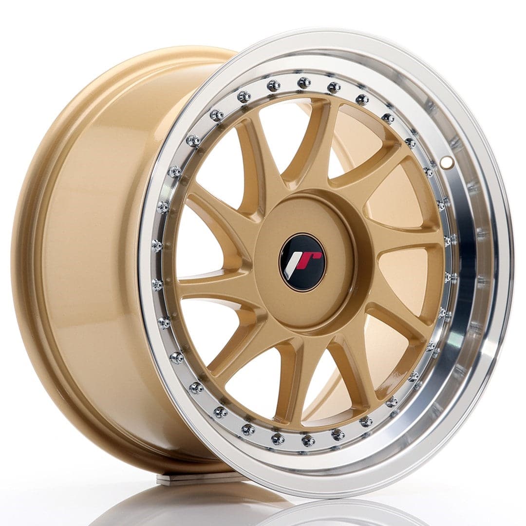 JR Wheels JR26 17x9 ET20-35 BLANK Gold w/Machined Lip - Wheelsup