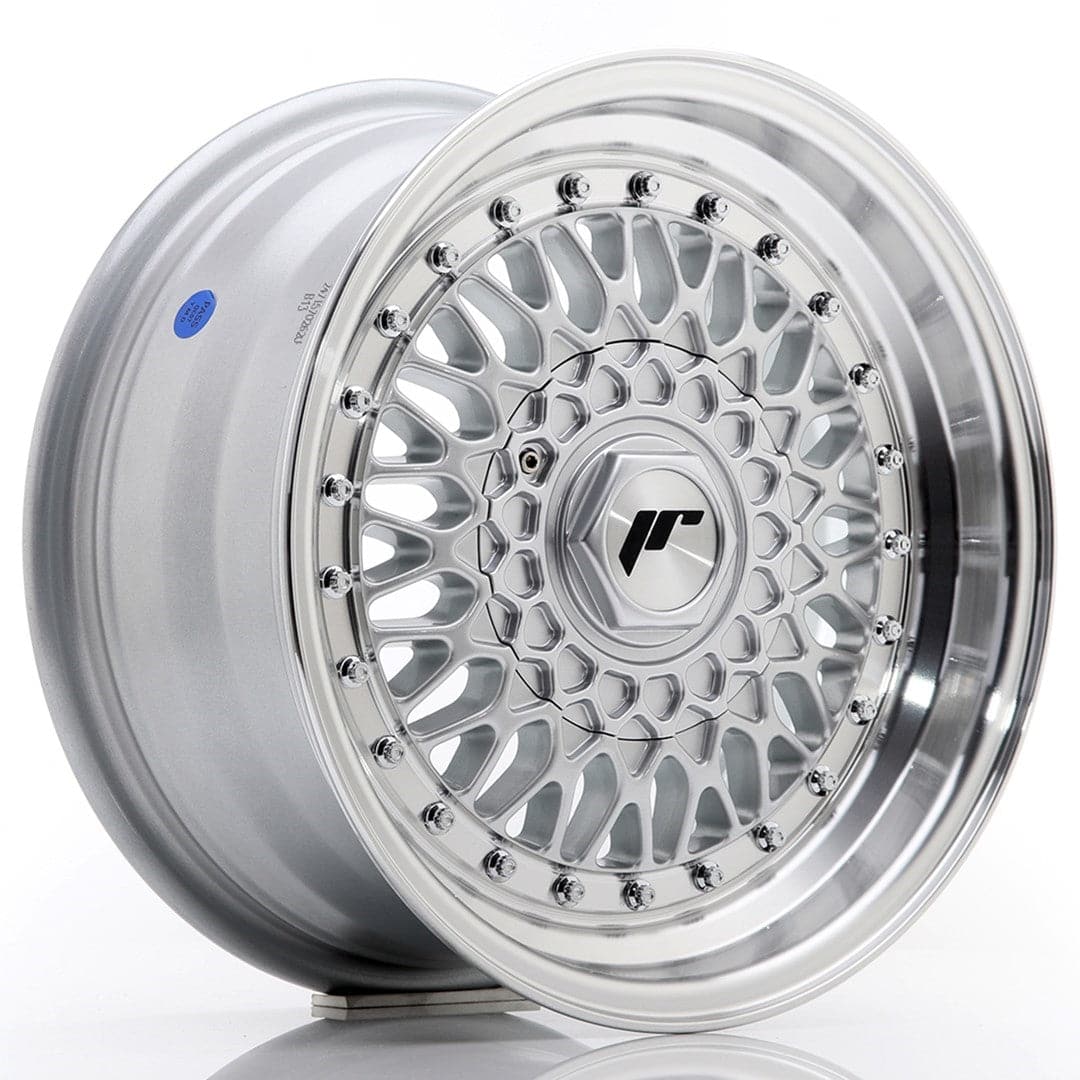 JR Wheels JR9 15x7 ET20 4x100/108 Silver w/Machined Lip+Silver Rivets - Wheelsup.sk