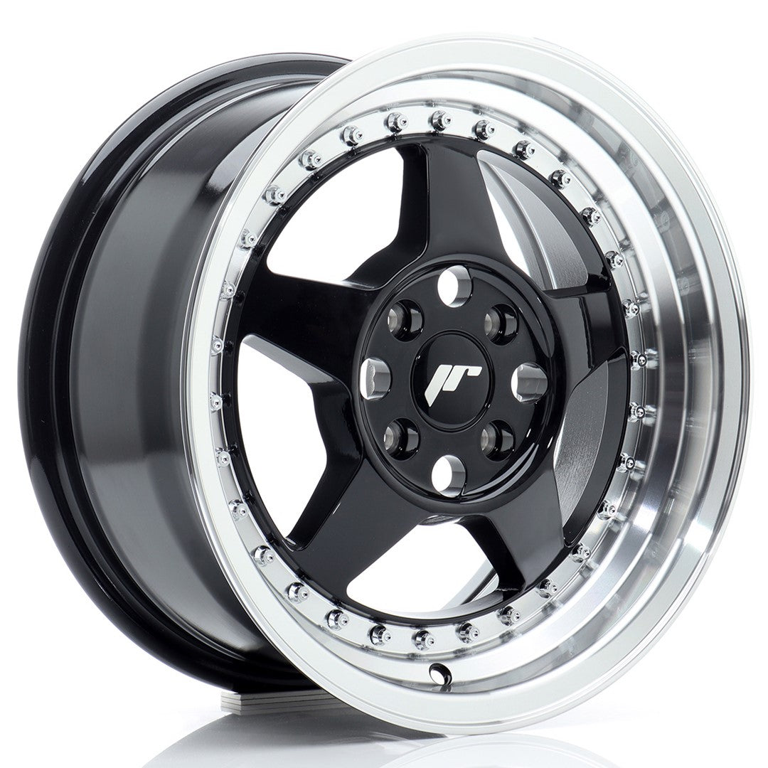 Alu kola Japan Racing JR6 15x7 ET35 4x100 Gloss Black w/ Machined Lip | Wheelsup.cz
