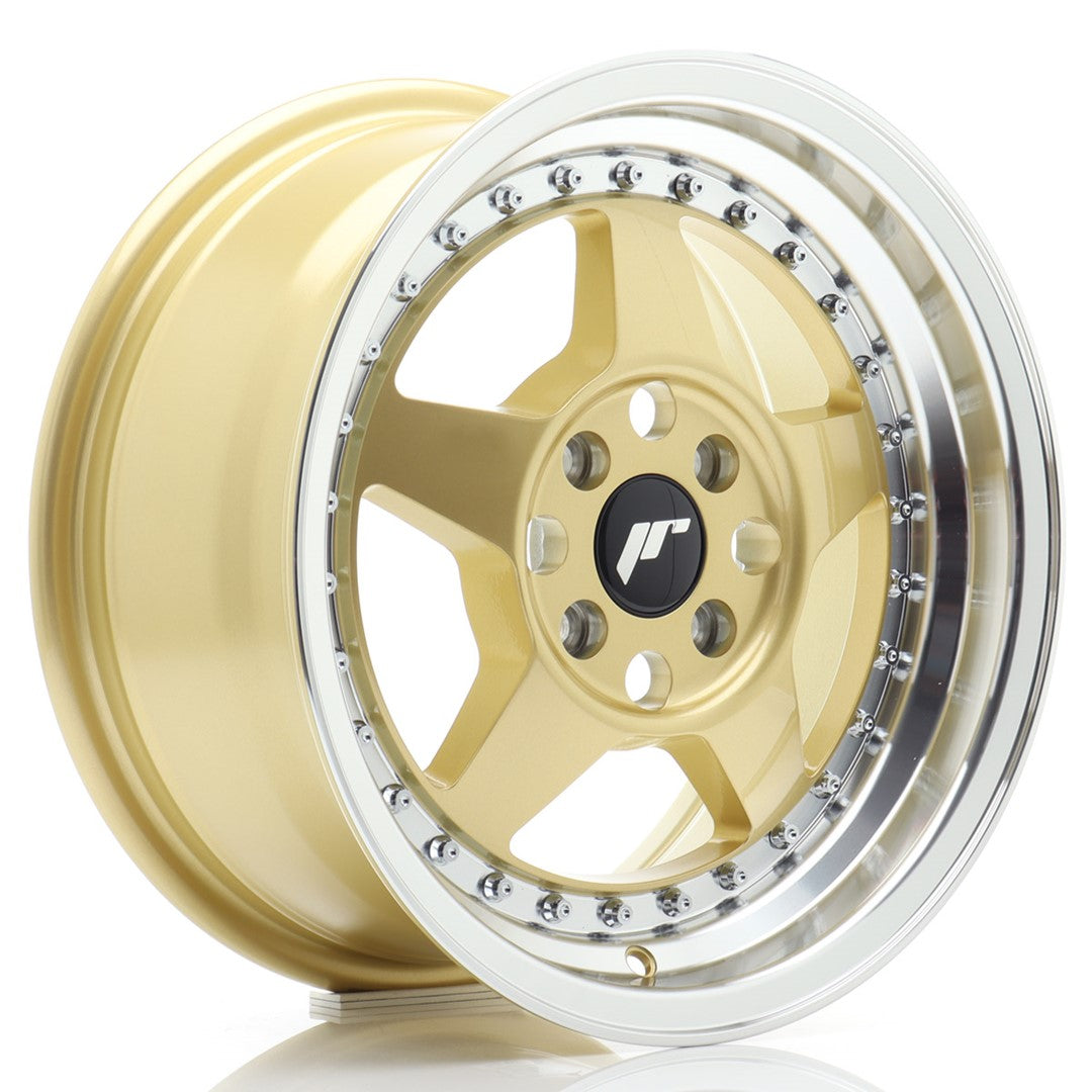 Alu kola Japan Racing JR6 15x7 ET35 4x100 Gold w/ Machined Lip | Wheelsup.cz