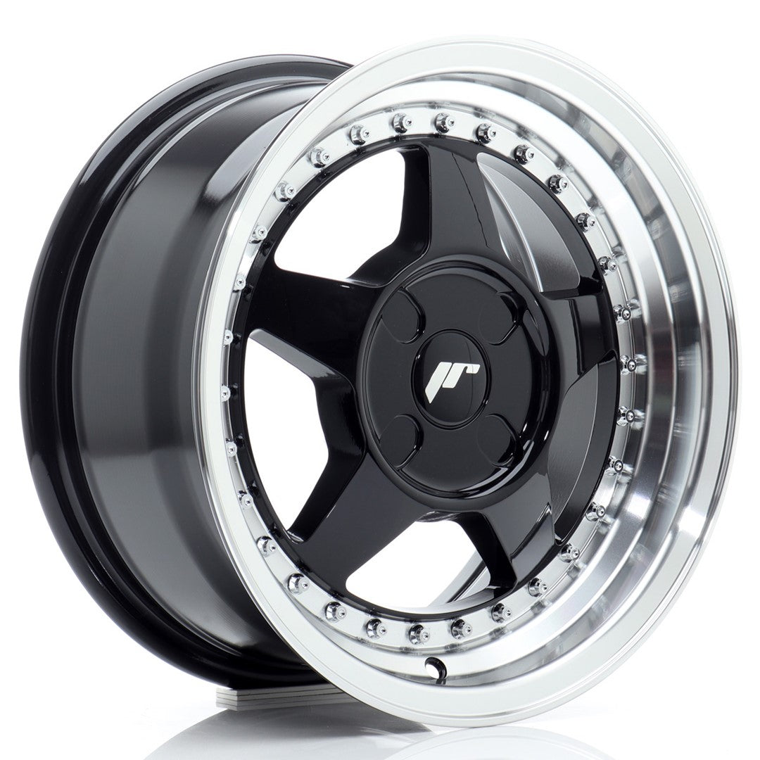 Alu kola Japan Racing JR6 15x7 ET20-35 4H BLANK Gloss Black w/ Machined Lip | Wheelsup.cz