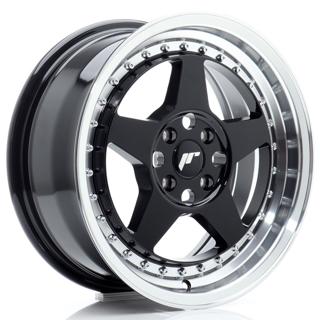 Alu kola Japan Racing JR6 16x7 ET35 4x100 Gloss Black w/ Machined Lip | Wheelsup.cz