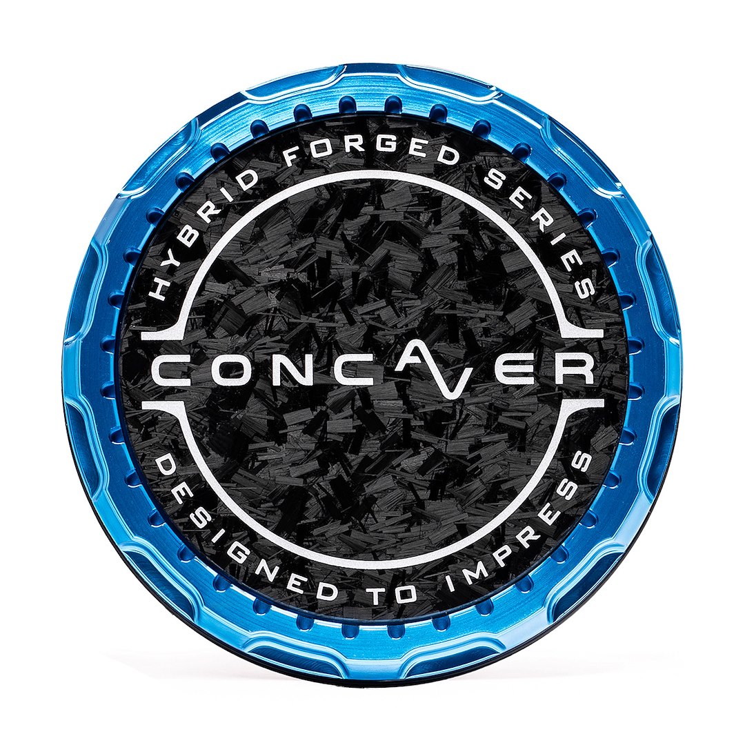 Středová poklička Concaver Premium - Forged Carbon - Blue Anodized