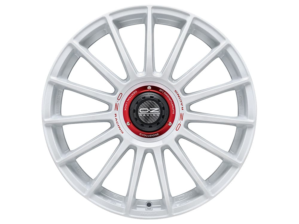 OZ SUPERTURISMO EVOLUZIO0 WRC 8,5x19 5x108 ET45 75 Weiss Lackiert + Rote Schrift - Wheelsup.sk