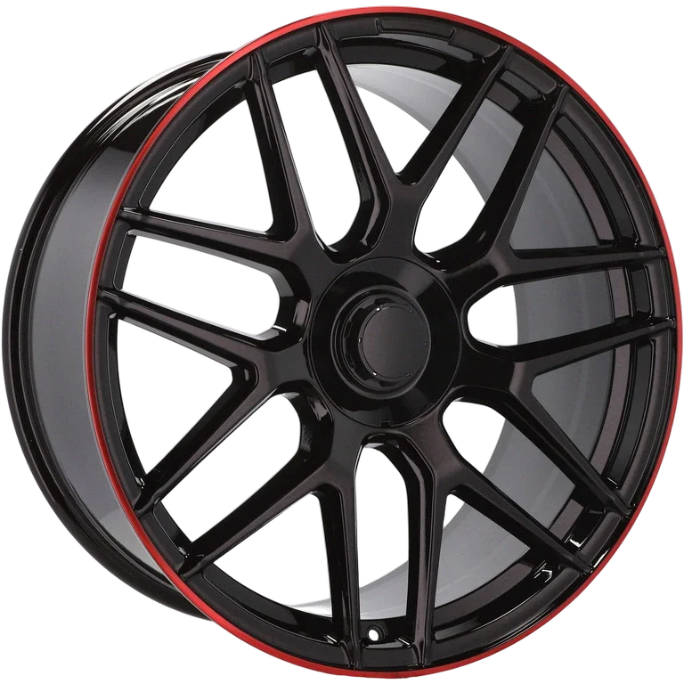 Alu kola pro Mercedes B1258 8.5x19 5x112 ET38 66.6 Black Half Matt & Red Lip | Wheelsup.cz