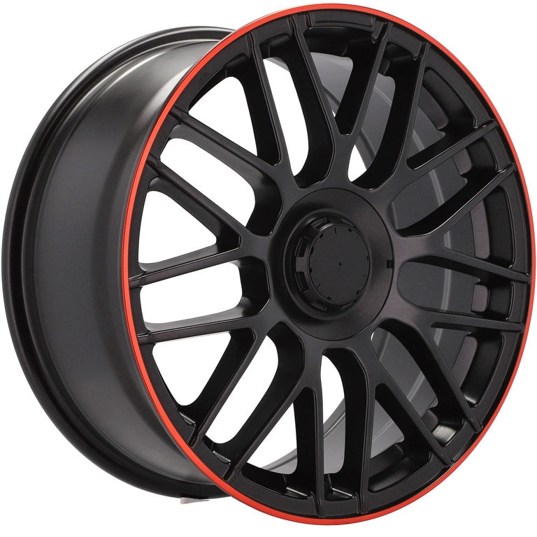 Alu kola pro Mercedes B1268 8x18 5x112 ET45 66.6 Black Half Matt & Red Lip