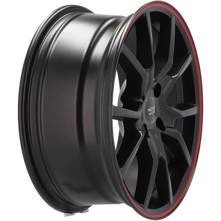 Alu kola Racing Line B5253 7x16 5x100 ET36 57.1 Black Half Matt & Red Lip | Wheelsup.cz