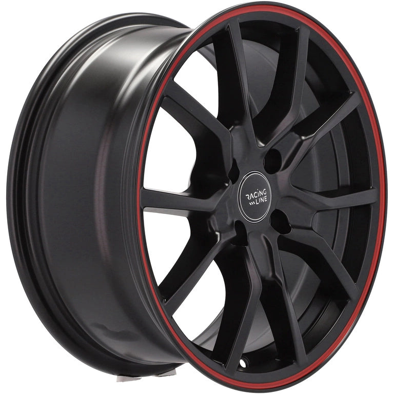 Alu kola Racing Line B5253 7x16 5x100 ET36 57.1 Black Half Matt & Red Lip | Wheelsup.cz