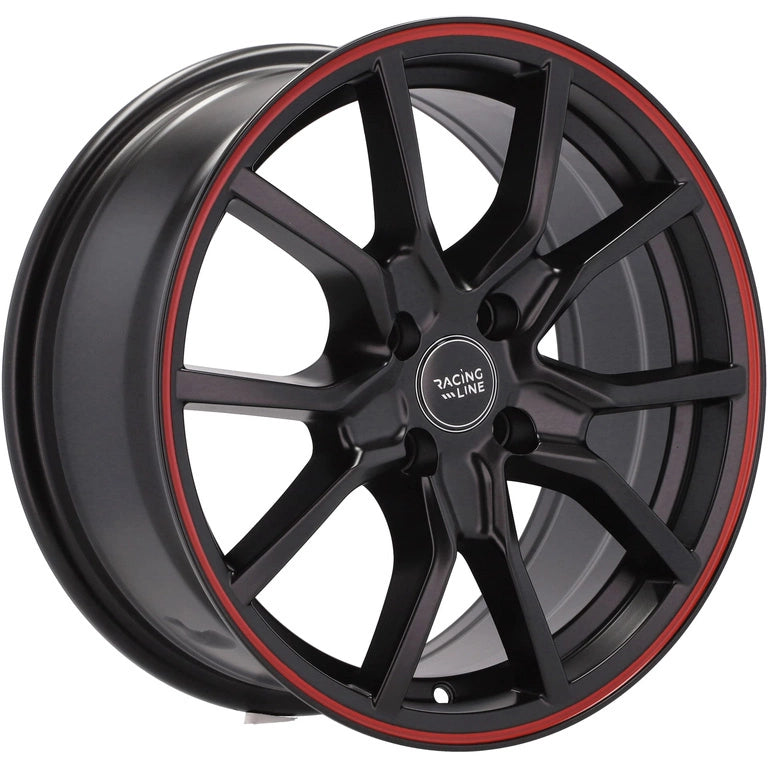 Alu kola Racing Line B5253 7x16 5x100 ET36 57.1 Black Half Matt & Red Lip | Wheelsup.cz