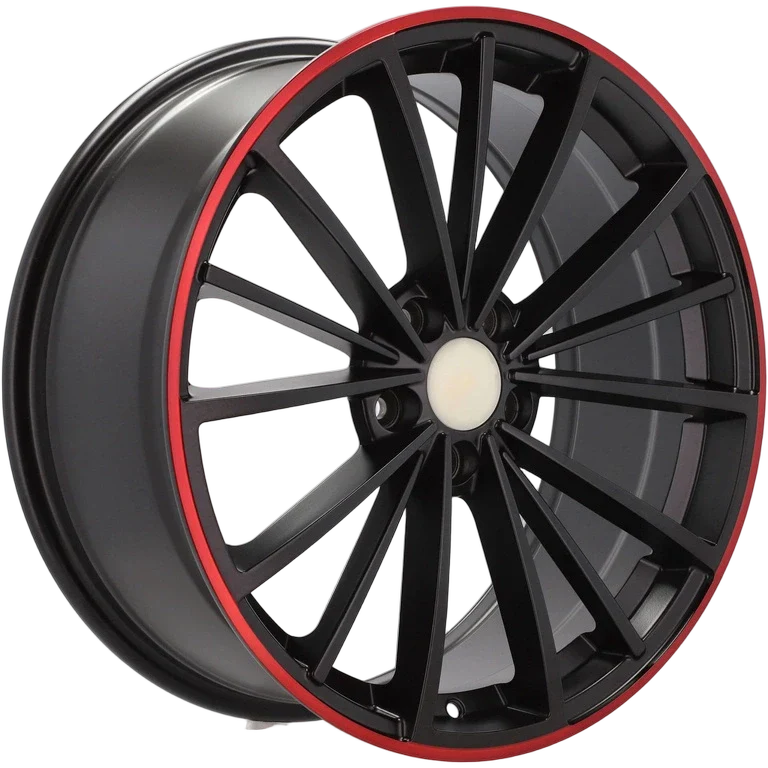 Alu kola pro Volkswagen B5937 7.5x17 5x112 ET51 57.1 Black Half Matt & Red Lip | Wheelsup.cz