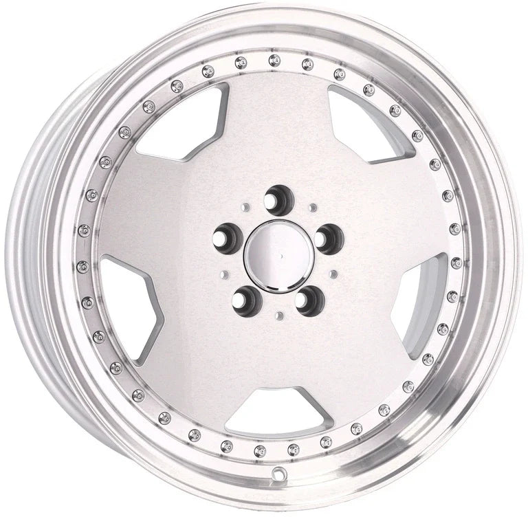 Alu kola pro Mercedes B5852 8x17 5x112 ET25 66.6 Silver & Polished Lip – detail 3