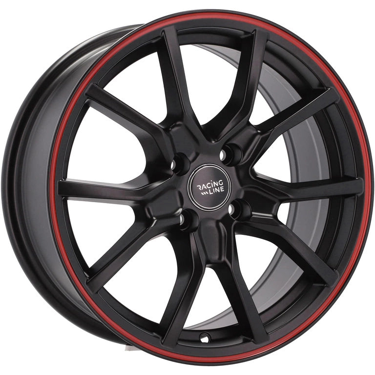 Alu kola Racing Line B5253 7x16 5x100 ET36 57.1 Black Half Matt & Red Lip