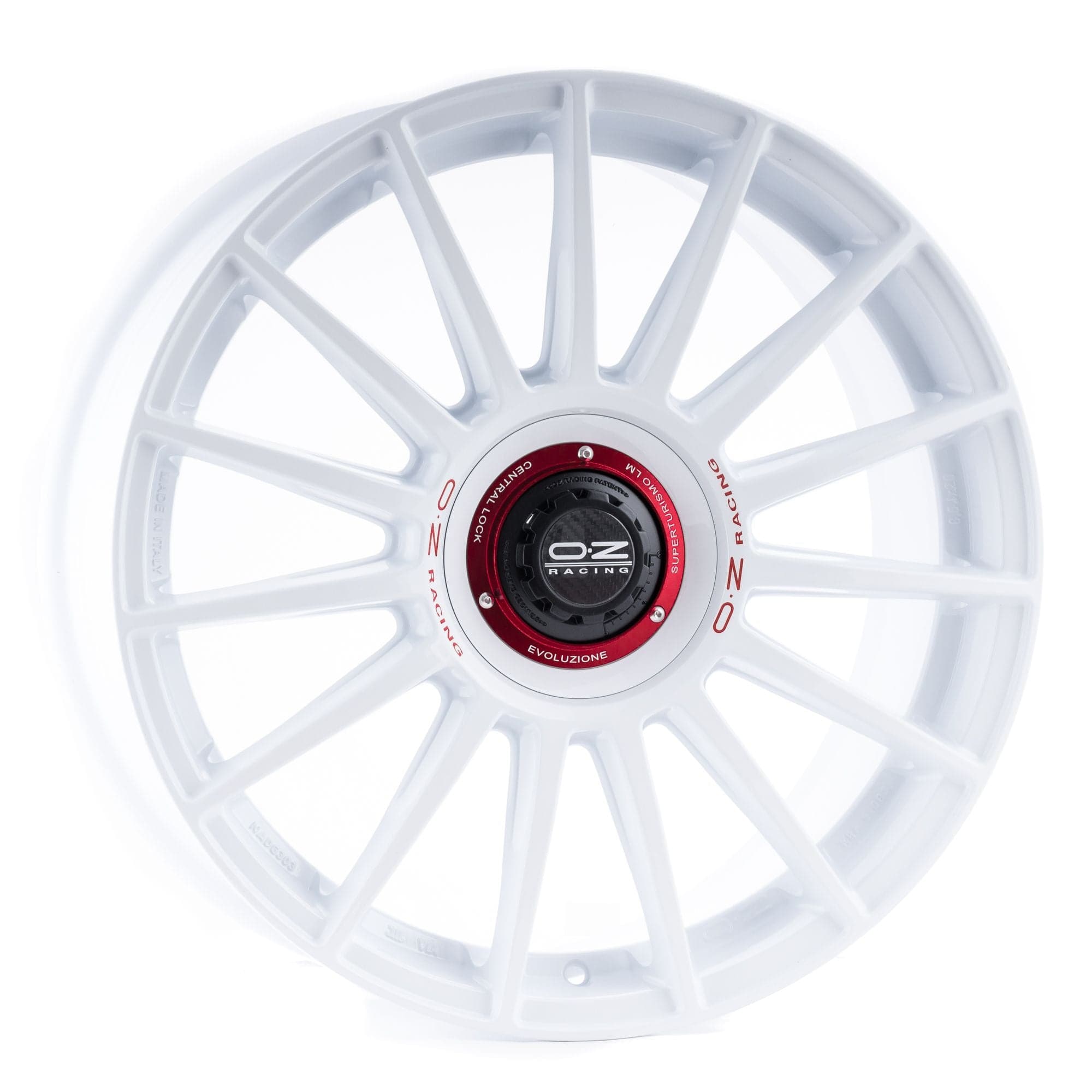 OZ SUPERTURISMO EVOLUZIO0 WRC 8,5x19 5x112 ET44 75 Weiss Lackiert + Rote Schrift - Wheelsup.sk