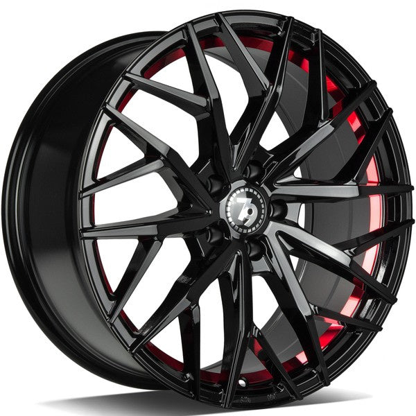 Alu kola seventy9 SV-C 8.5x19 5x114.3 ET40 73.1 Black Glossy Red Inner Lip | Wheelsup.cz
