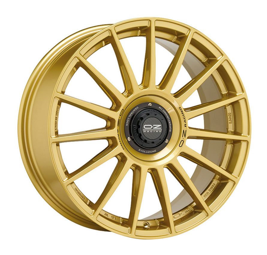 Alu kola OZ SUPERTUR EVOLUZIONE 8.5x19 5x112 ET44 Race Gold Black Lettering | Wheelsup.cz