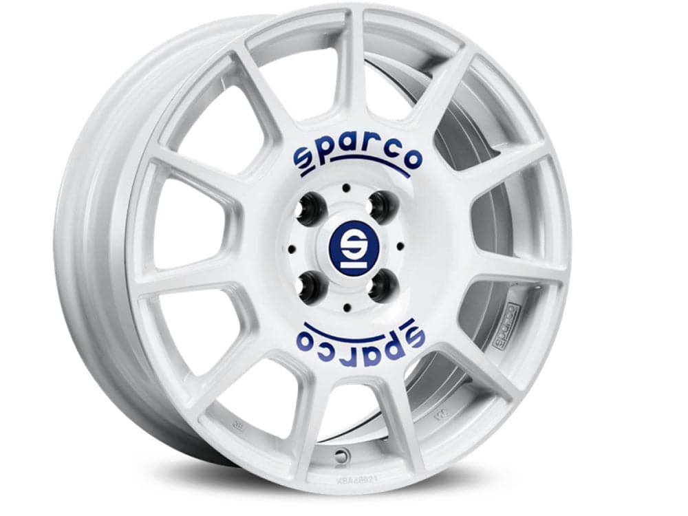 SPARCO TERRA 7,5x17 5x110 ET38 73,1 White + Blue Lettering - Wheelsup.cz