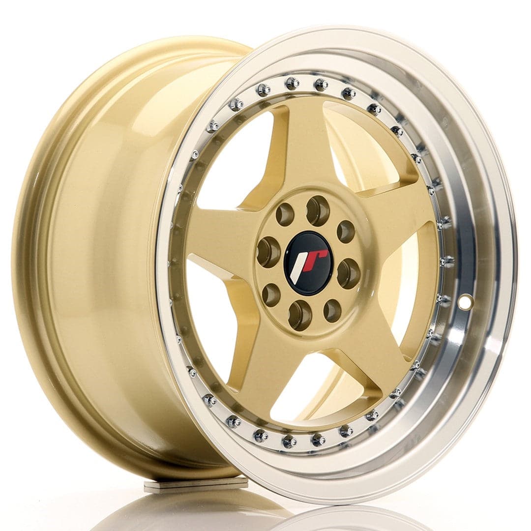 JR Wheels JR6 16x8 ET25 4x100/108 Gold w/Machined Lip - Wheelsup.sk