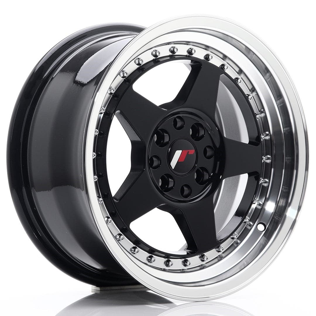 JR Wheels JR6 16x8 ET30 4x100/114 Glossy Black w/Machined Lip - Wheelsup.sk