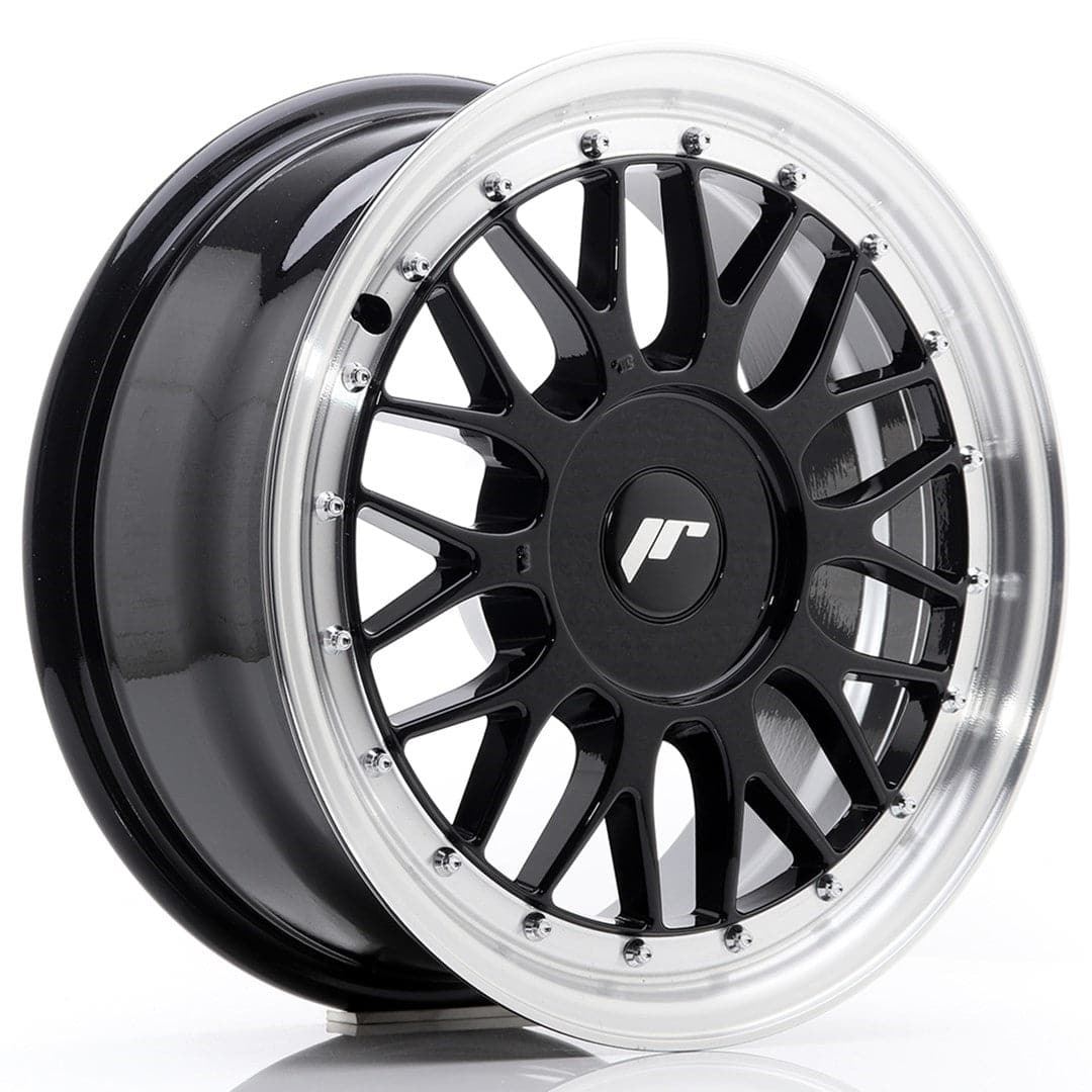 JR Wheels JR23 16x7 ET20-45 BLANK Gloss Black w/Machined Lip - Wheelsup