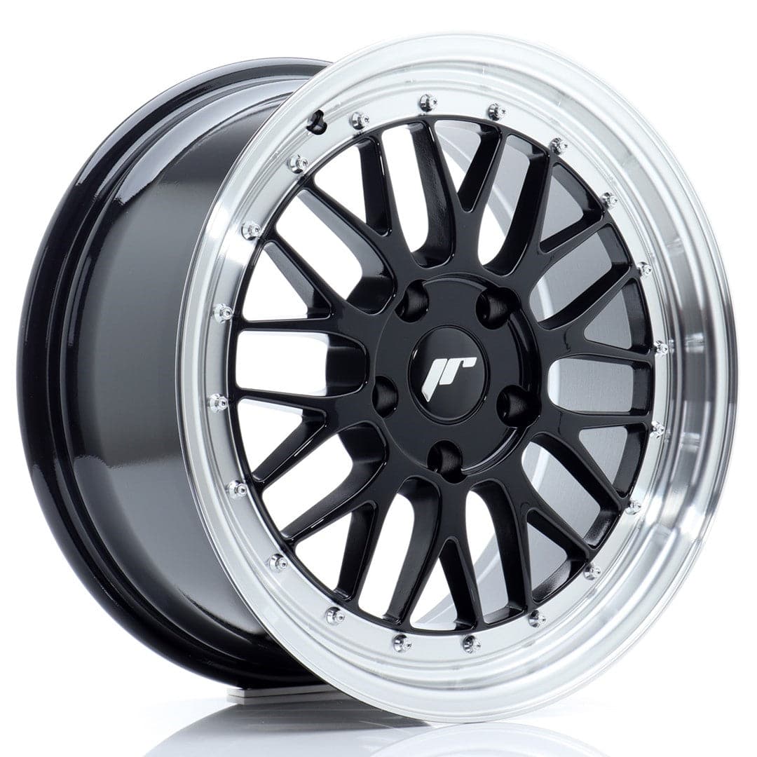 JR Wheels JR23 17x8 ET35 5x100 Gloss Black w/Machined Lip - Wheelsup