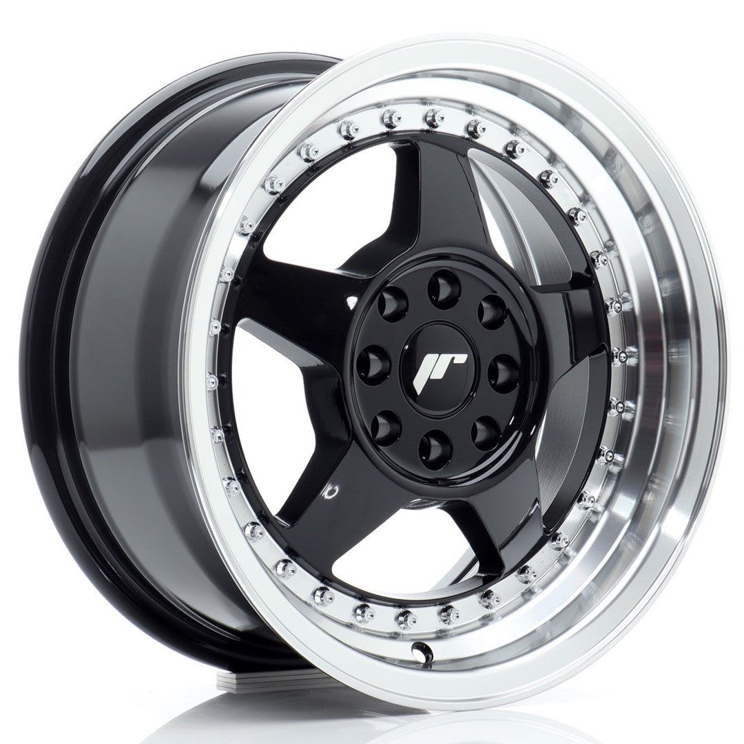 Alu kola Japan Racing JR6 15x7 ET25 4x100/108 Gloss Black w/ Machined Lip | Wheelsup.cz