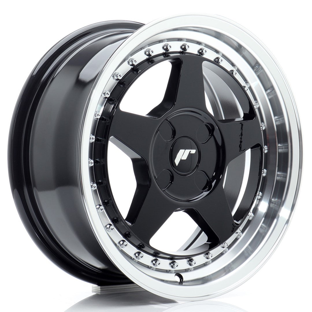 Alu kola Japan Racing JR6 16x7 ET20-35 4H BLANK Gloss Black w/ Machined Lip | Wheelsup.cz