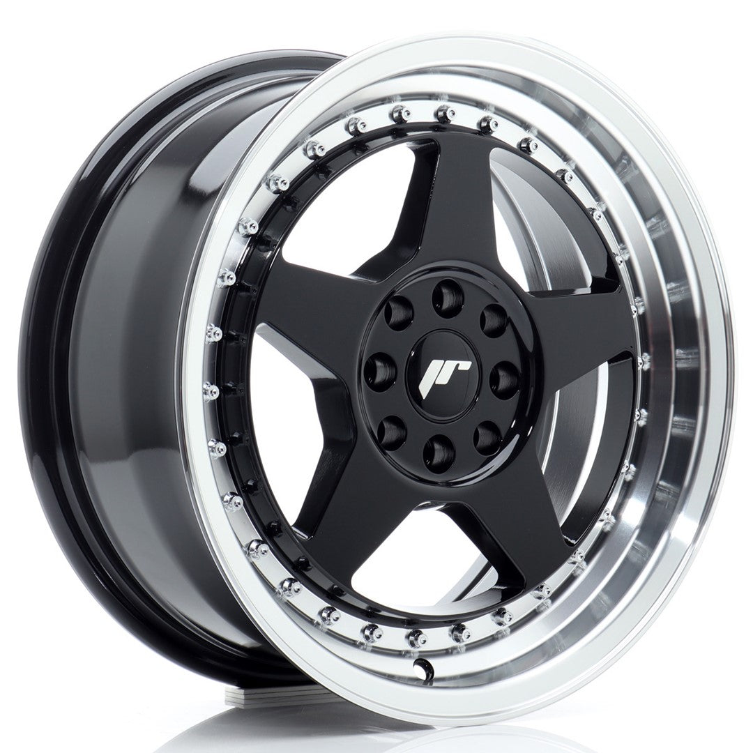 Alu kola Japan Racing JR6 16x7 ET25 4x100/108 Gloss Black w/ Machined Lip | Wheelsup.cz