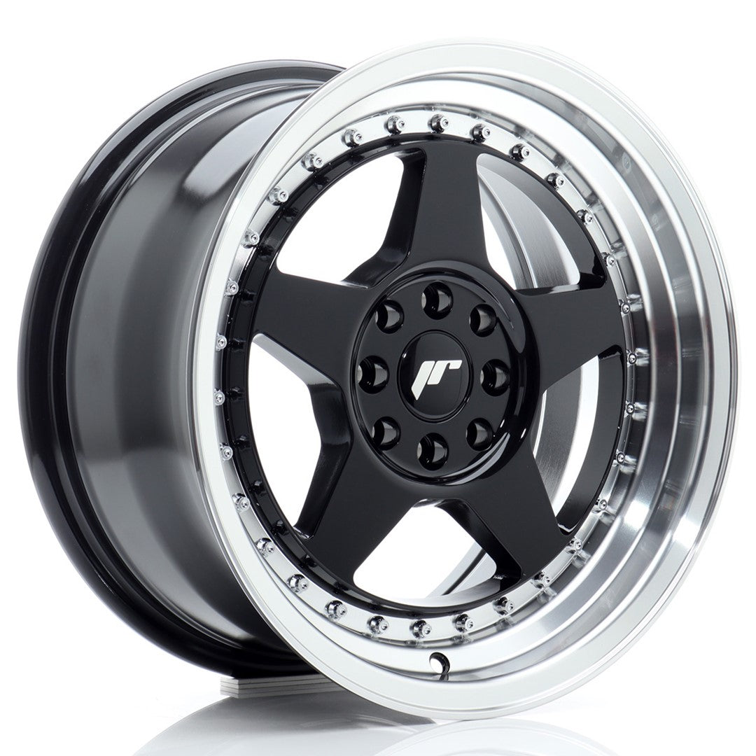 Alu kola Japan Racing JR6 16x8 ET25 4x100/108 Gloss Black w/ Machined Lip | Wheelsup.cz