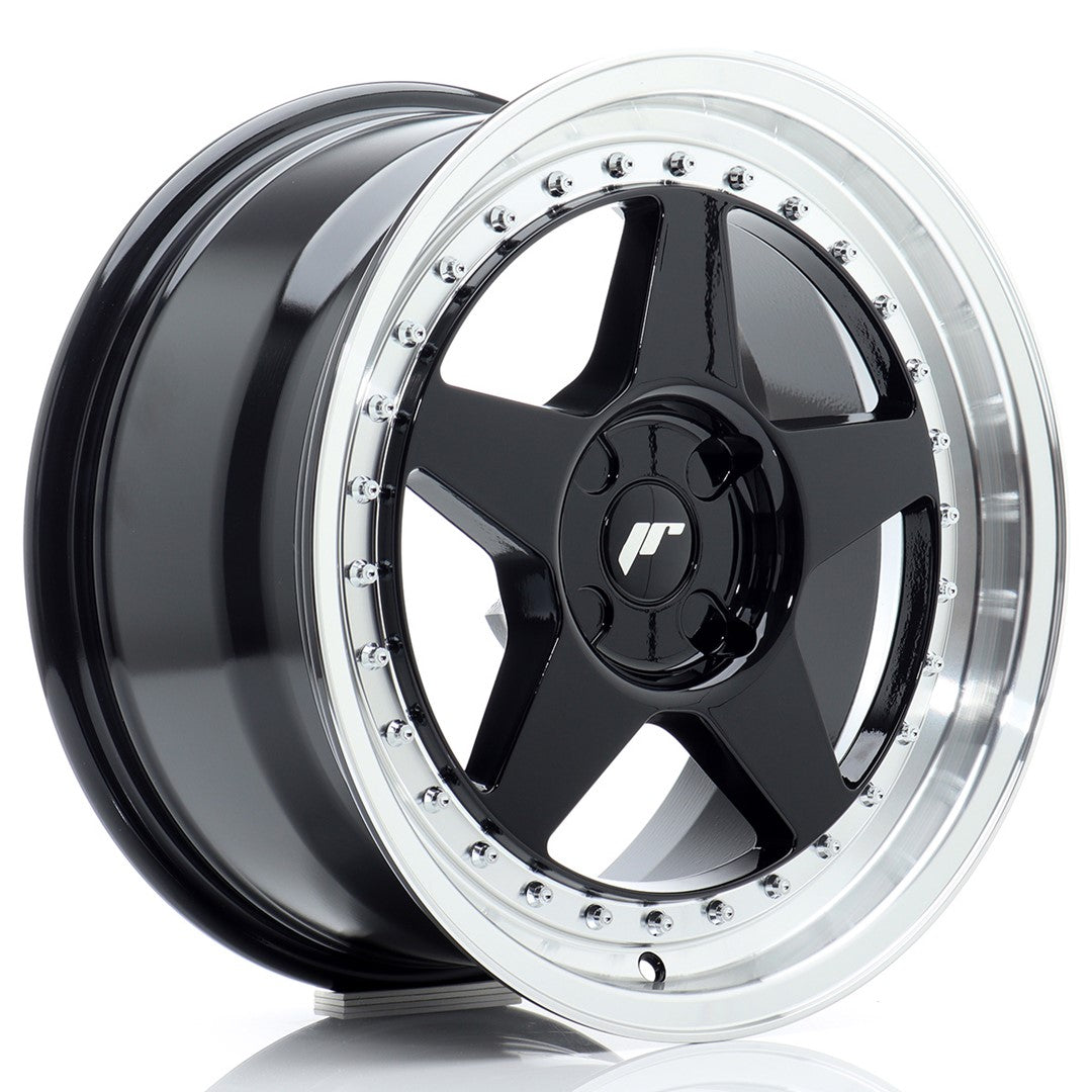 Alu kola Japan Racing JR6 17x8 ET20-35 4H BLANK Gloss Black w/ Machined Lip | Wheelsup.cz