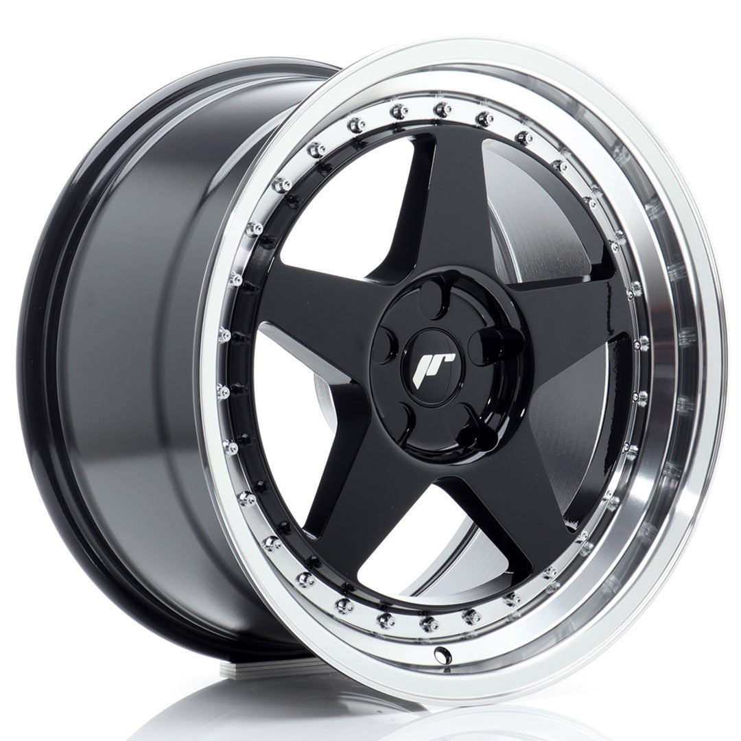 Alu kola Japan Racing JR6 18x9 ET20-35 5H BLANK Gloss Black w/ Machined Lip | Wheelsup.cz