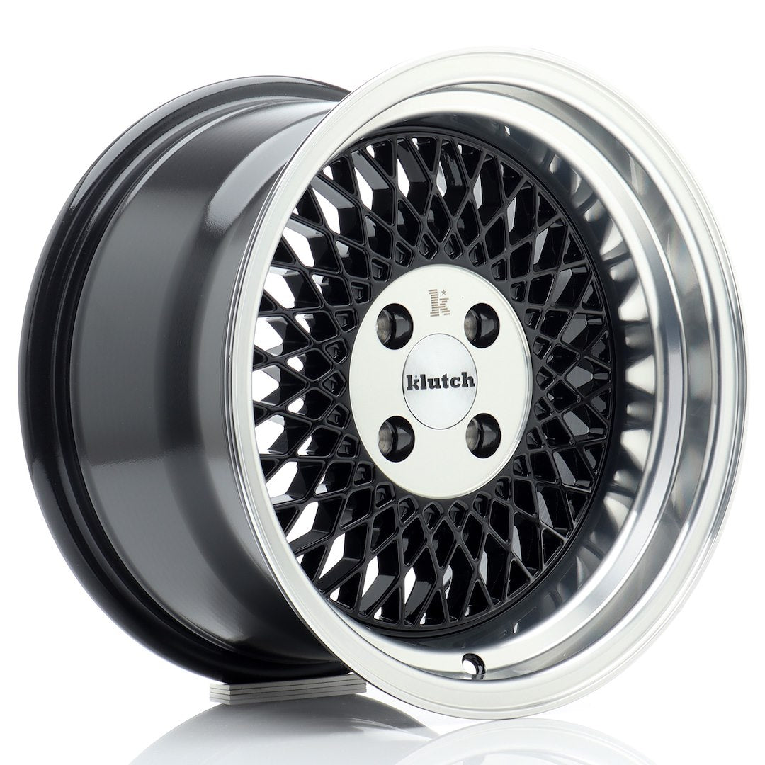 Alu kola Klutch SL1 16x8 ET15 4x100 Gloss Black w/ Machined Lip