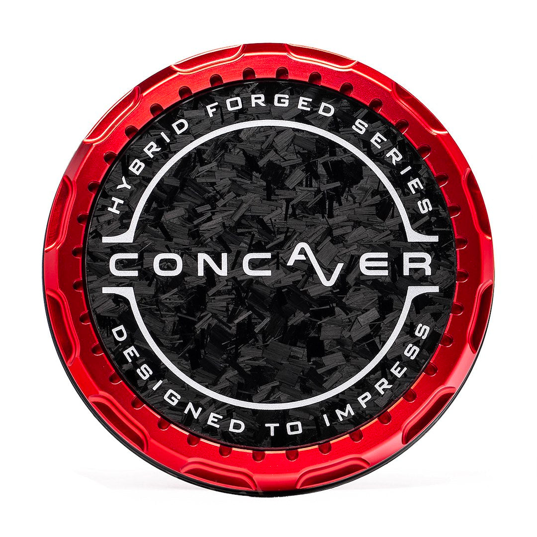 Středová poklička Concaver Premium - Forged Carbon - Red Anodized