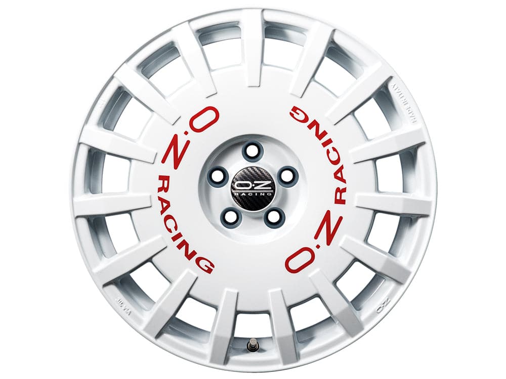 OZ RALLY RACING 8x18 5x108 ET45 75 Weiss Lackiert + Rote Schrift - Wheelsup.sk