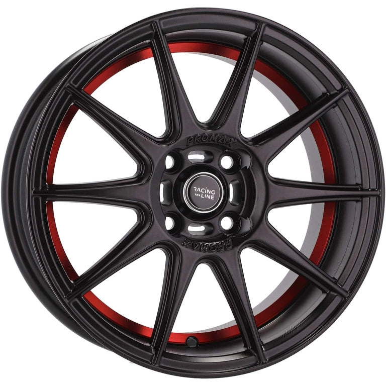 Alu kola Racing Line B5705 7x15 4x100 ET38 60.1 Black Half Matt & Red Lip | Wheelsup.cz