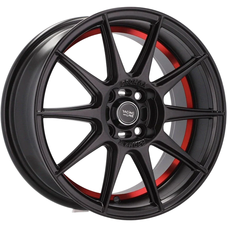Alu kola Racing Line B5705 7x15 4x100 ET38 60.1 Black Half Matt & Red Lip | Wheelsup.cz