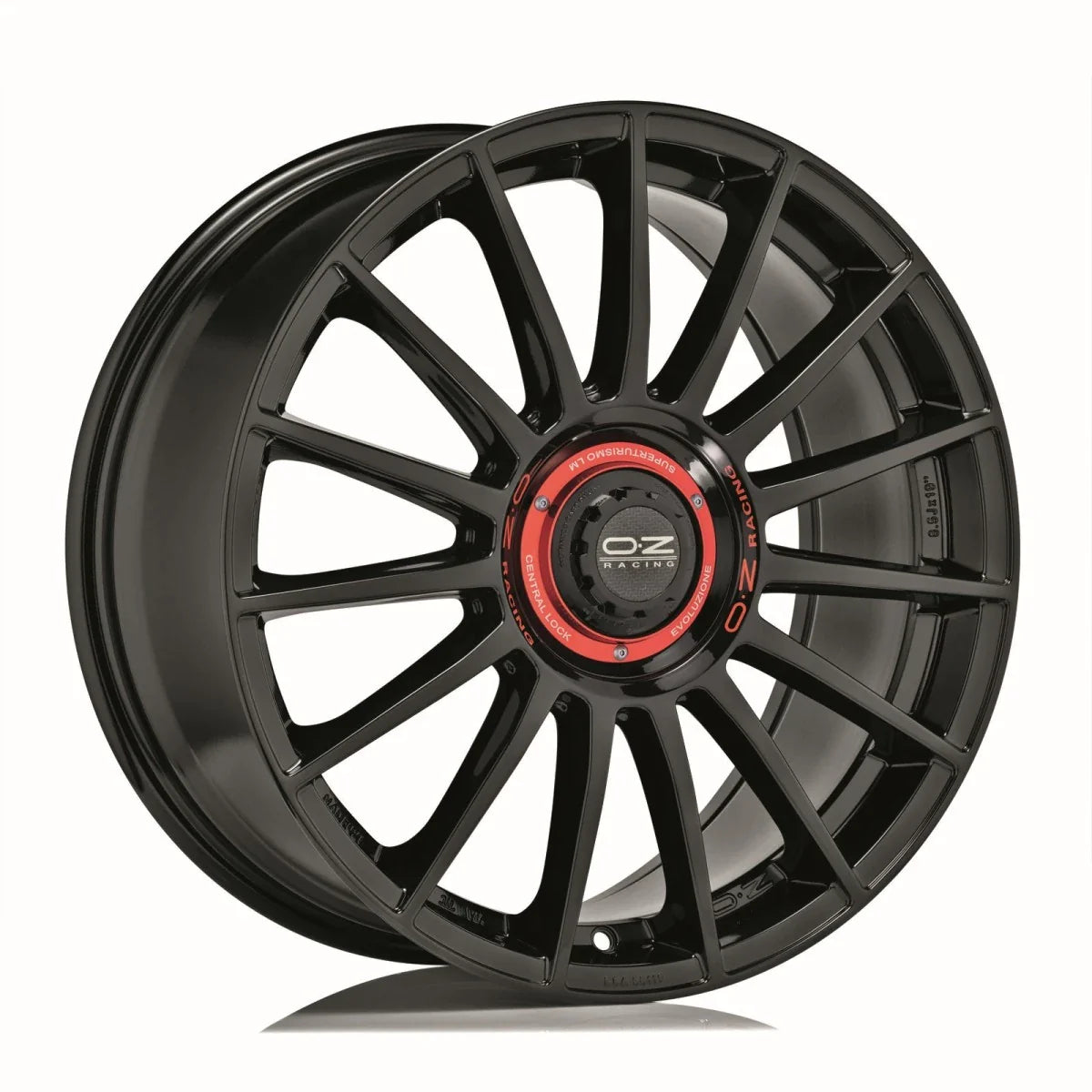 Alu kola OZ SUPERTUR EVOLUZIONE 8.5x19 5x112 ET44 Gloss Black + Red Lettering | Wheelsup.cz