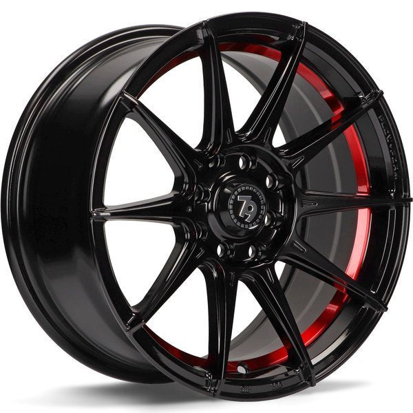 Alu kola seventy9 SCF-F 7x15 4x100 ET35 67.1 Black Glossy Red Inner Lip | Wheelsup.cz